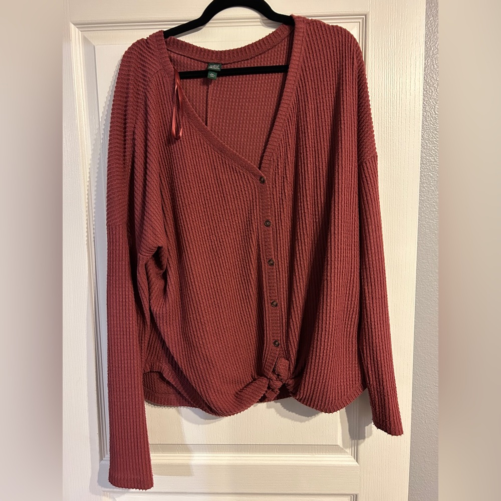 WILD Fable Women's Button-Up Knit Sweater - Rust XXL